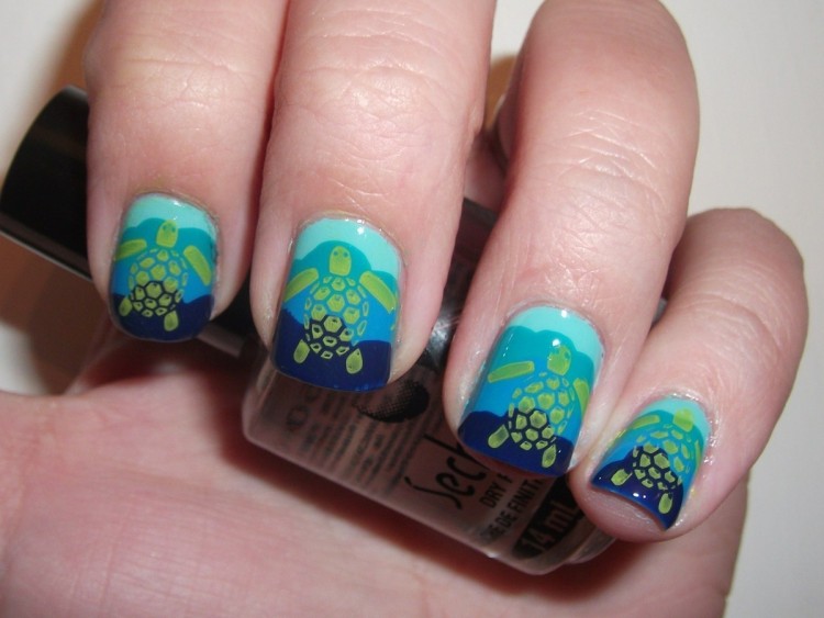 Nail Art:Tropical Nail Art Designs Tropical Nail Art Designs Sea Turtle Palm Tree Acrylic