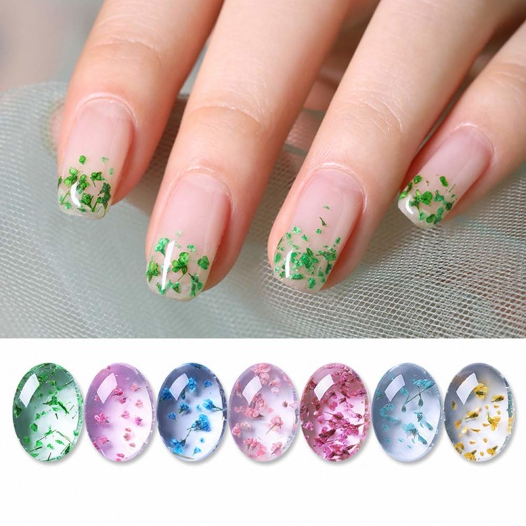 MEET ACROSS Floral UV Gel Varnish Dried Flowers Lucky Fairy Gel Polish 5ML  Semi Permanent UV Soakoff Nail Design Natural Nail Gels At Home Nails In Gel  From